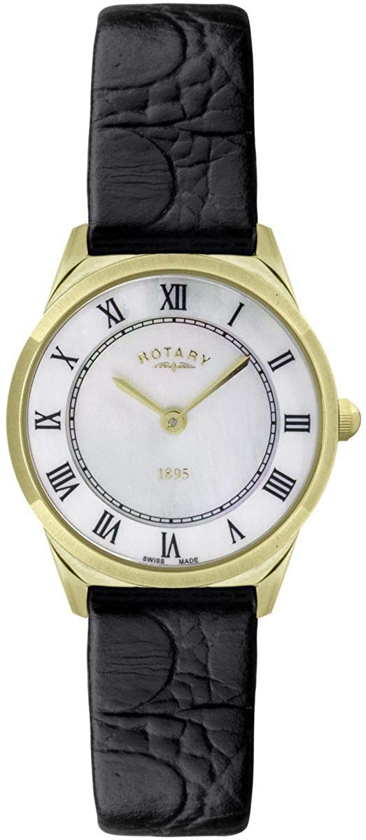 Rotary Women's  Analogue Quartz Watch with Black Leather Strap LS08002/41