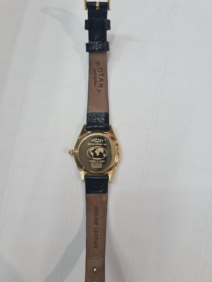 Rotary Women's  Analogue Quartz Watch with Black Leather Strap LS08002/41