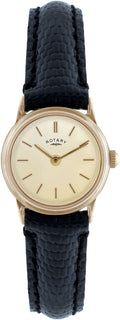 Rotary Ladies Watch with Gold Dial and Black Leather Strap LS111476/03