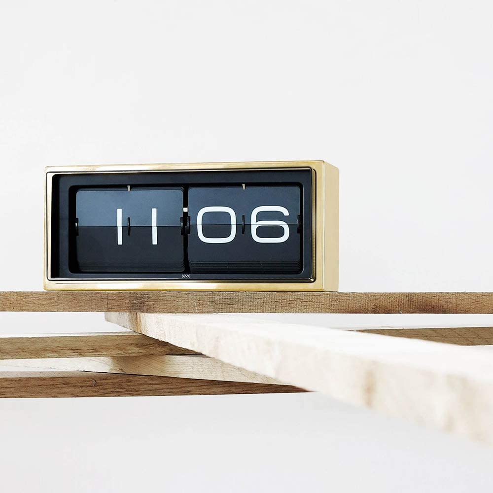 LEFF amsterdam Brick Brass/Black Shelf or Wall Clock LT15501