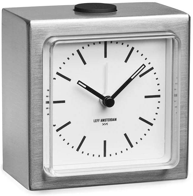 Leff amsterdam Steel/White Block Alarm Clock LT90001