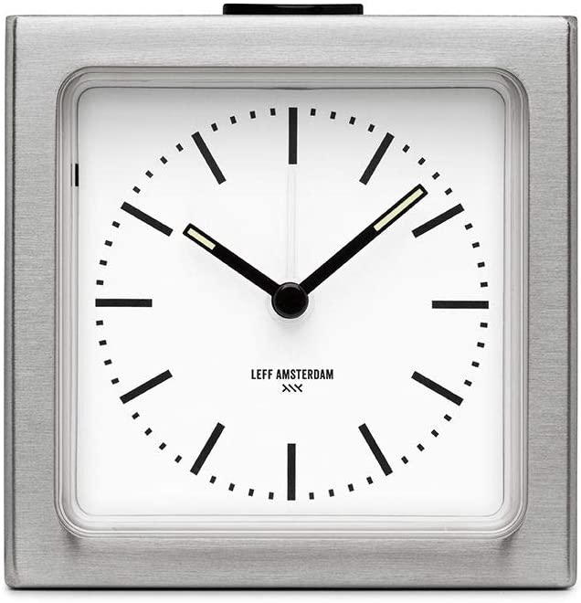 Leff amsterdam Steel/White Block Alarm Clock LT90001