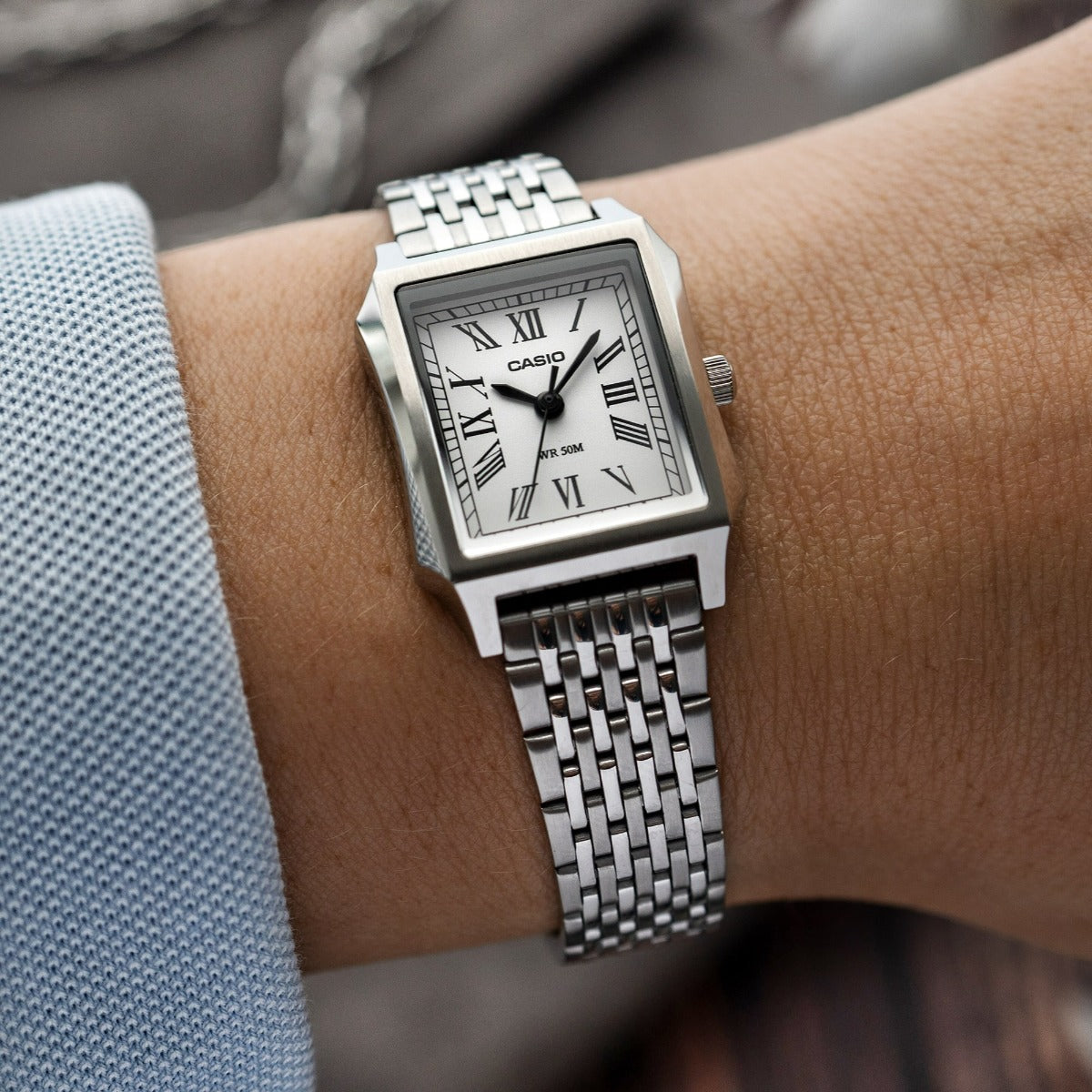 Casio Ladies Watch with Silver Dial and Silver Strap LTP-B190D-7BVER