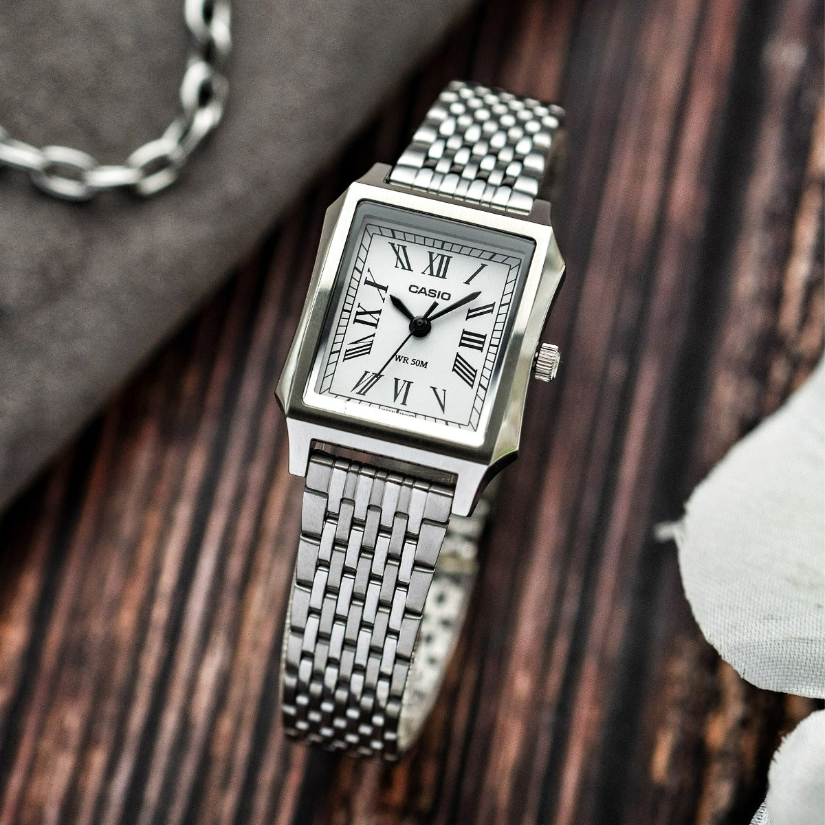 Casio Ladies Watch with Silver Dial and Silver Strap LTP-B190D-7BVER