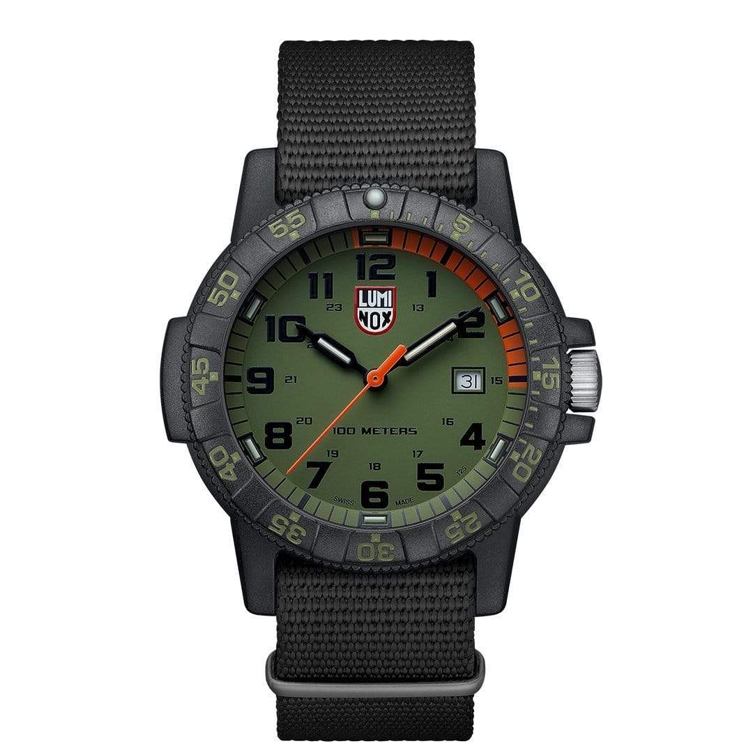 Luminox Leatherback SEA Turtle Giant Mens Watch with Green Dial and Black Strap XS.0337