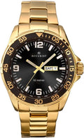 Accurist Mens Watch with Black Dial and Gold Bracelet MB1044B