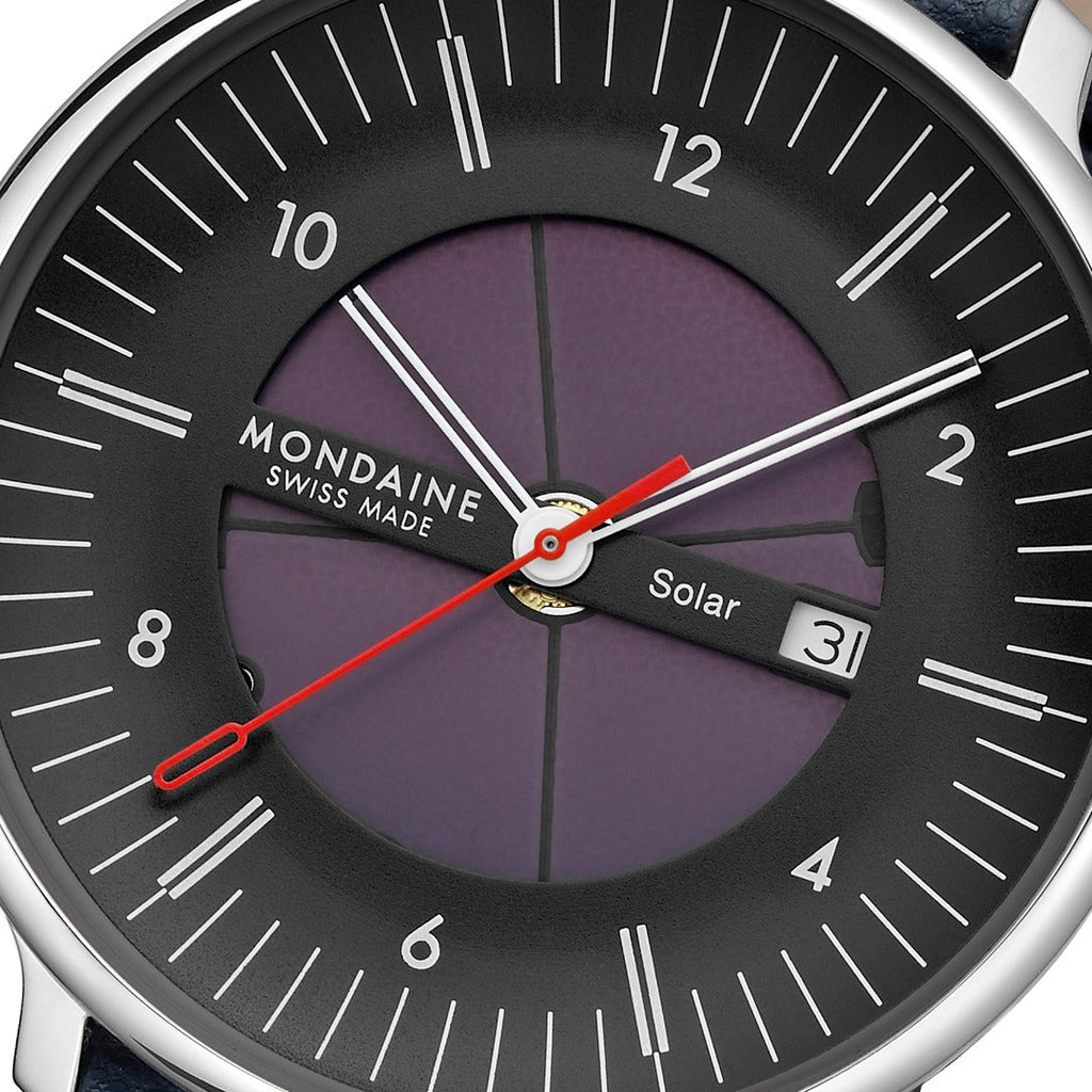 Mondaine Mens Solar Watch with Black Dial and Black Vegan Leather Strap MLE.41921.LBV