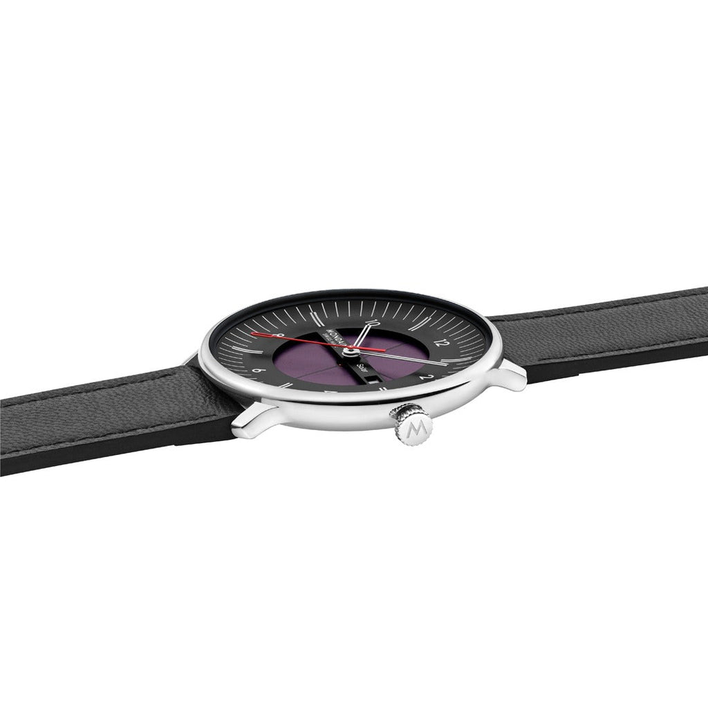 Mondaine Mens Solar Watch with Black Dial and Black Vegan Leather Strap MLE.41921.LBV