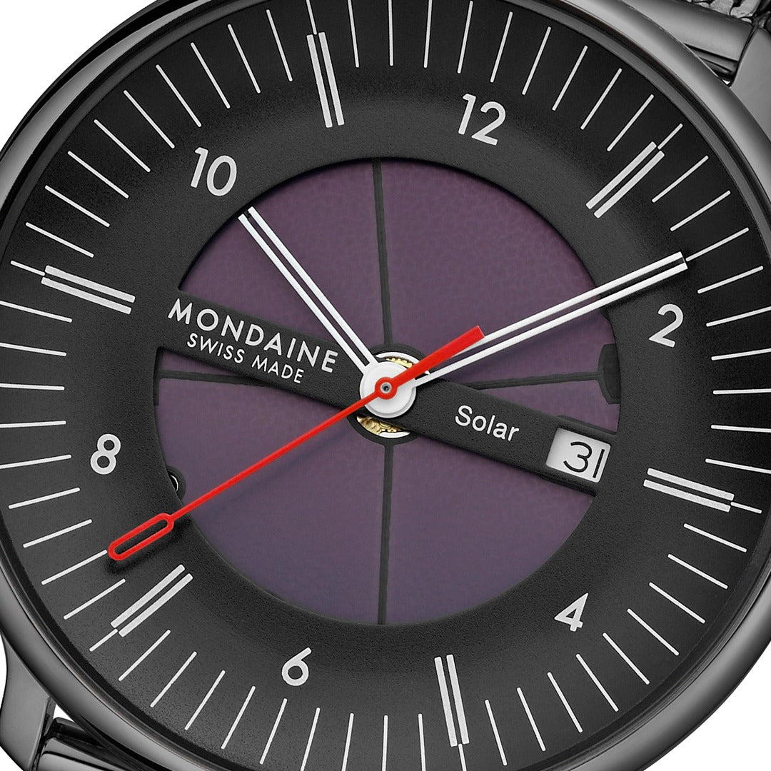 Mondaine Mens Solar Watch with Black Dial and Black Milenese Strap MLE.41921.SM