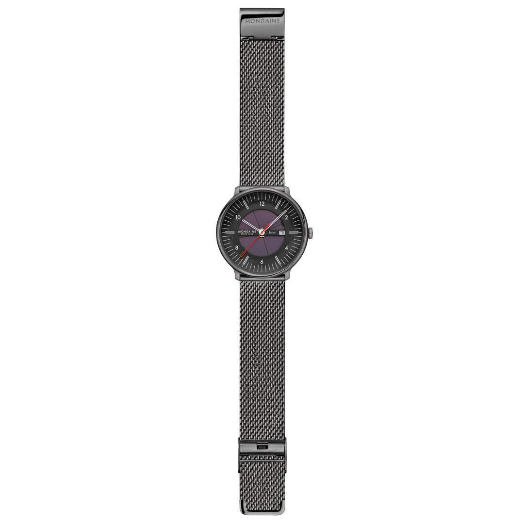 Mondaine Mens Solar Watch with Black Dial and Black Milenese Strap MLE.41921.SM