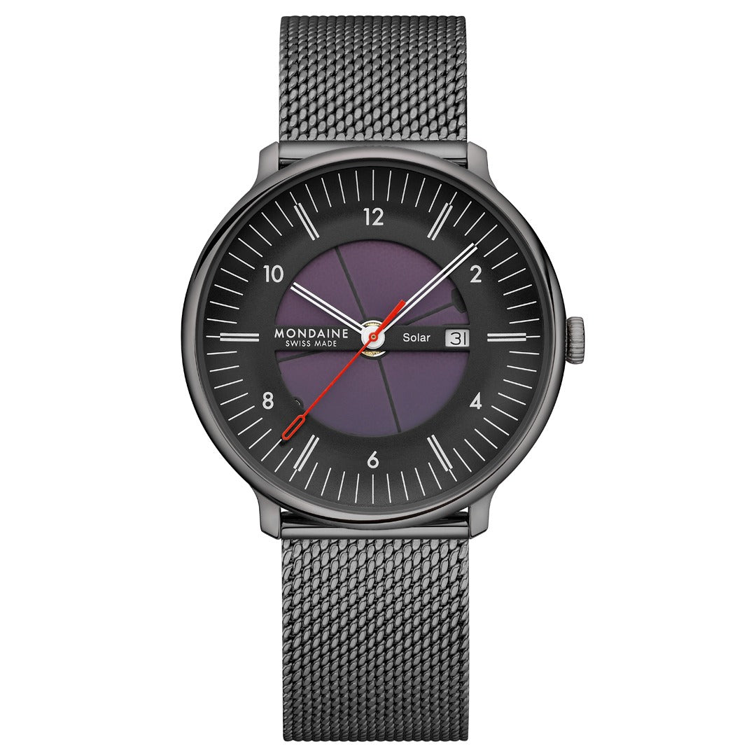 Mondaine Mens Solar Watch with Black Dial and Black Milenese Strap MLE.41921.SM
