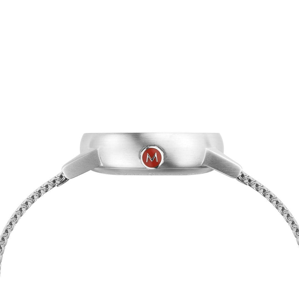 Mondaine Classic Ladies Watch with White Dial and Silver Strap MSE.30210.SM