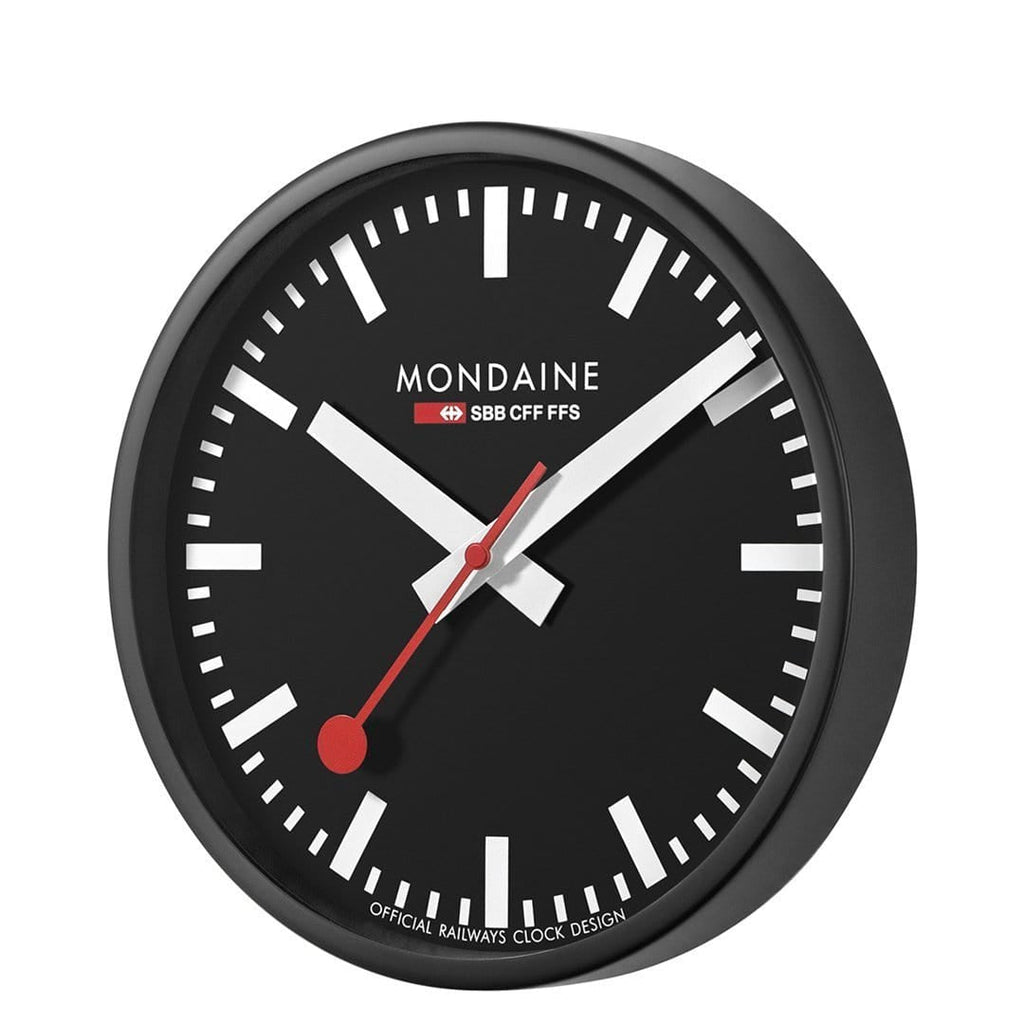 Mondaine Wall Clock with Black Face and Black Case A990.CLOCK.64SBB