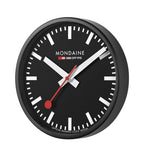 Mondaine Wall Clock with Black Face and Black Case A990.CLOCK.64SBB