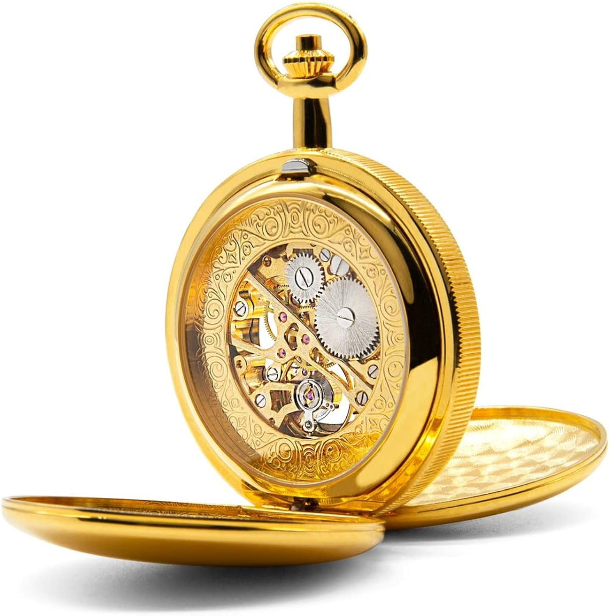 Mens Rotary Gold Pocket Watch With Skeleton Dial MP00727/01