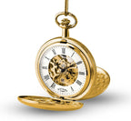 Mens Rotary Gold Pocket Watch With Skeleton Dial MP00727/01