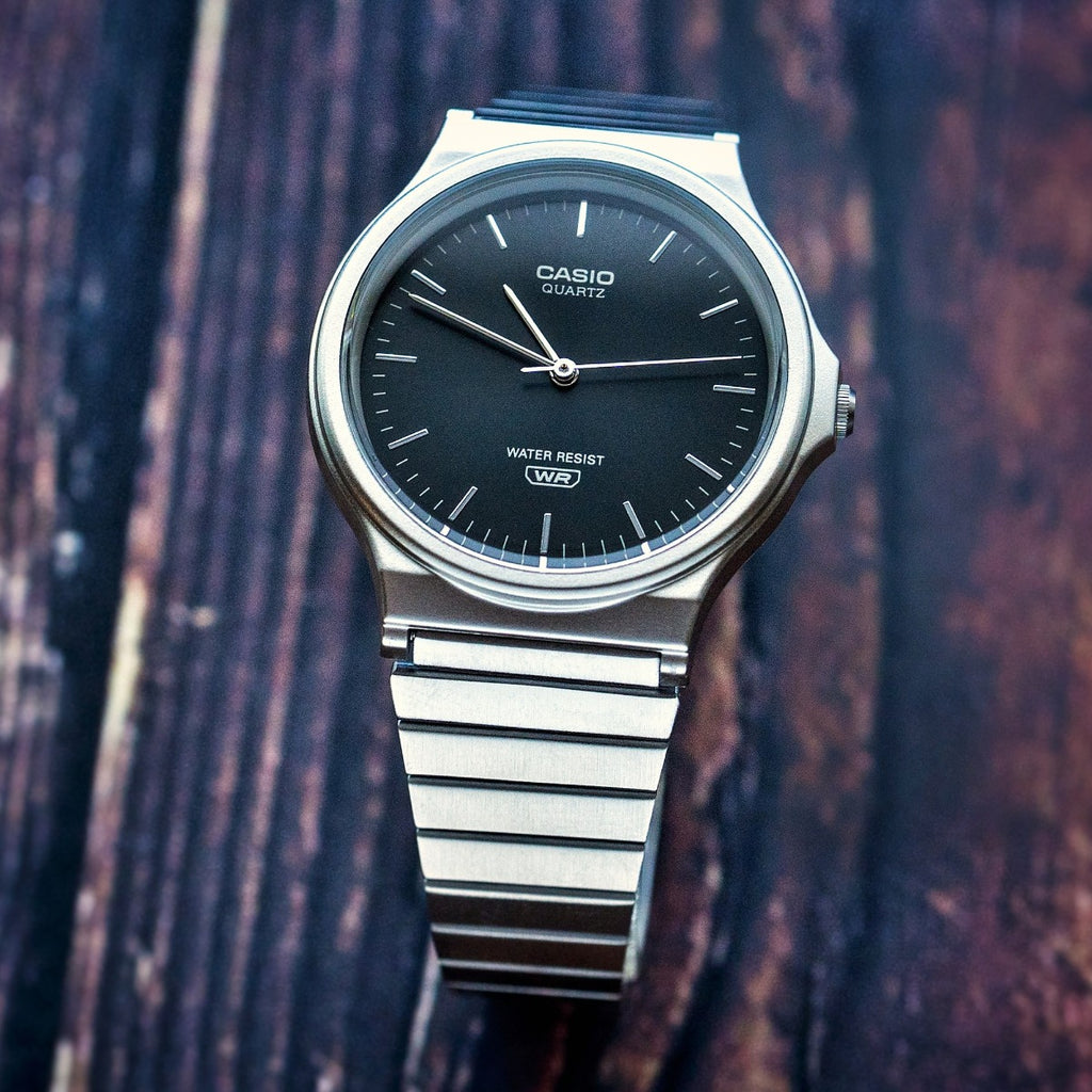 Casio Collection Mens Watch with Black Dial and Silver Strap MQ-24DA-1AEF