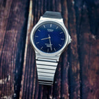 Casio Collection Mens Watch with Blue Dial and Silver Strap MQ-24DA-2AEF
