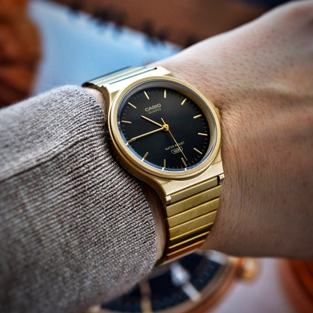 Casio Collection Mens Watch with Brown Dial and Gold Strap MQ-24GA-1AEF