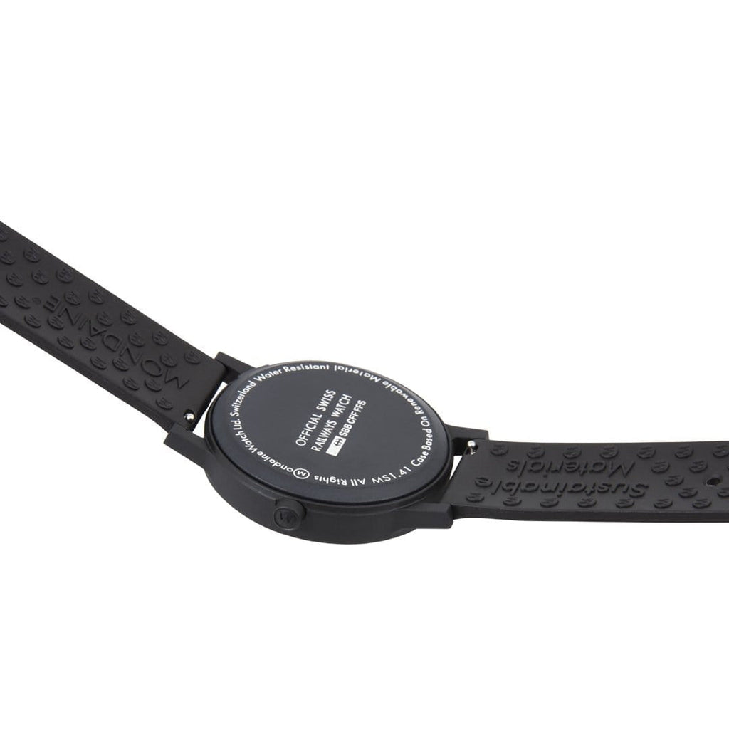 Cloc Mondaine Classic i Ddynion gyda Deial Gwyn a Strap Rwber Du MS1.41110.RB