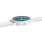 Mondaine Essence Teal Mens Watch with Teal Dial and White Strap MS1.41140.RA