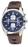Accurist Mens Blue Dial Leather Strap Chronograph Watch MS785N