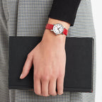 Mondaine Classic Ladies Watch with White Dial and Red Vegan Leather Strap MSE.26110.LCV