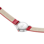 Mondaine Classic Ladies Watch with White Dial and Red Vegan Leather Strap MSE.26110.LCV