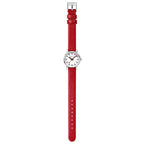 Mondaine Classic Ladies Watch with White Dial and Red Vegan Leather Strap MSE.26110.LCV