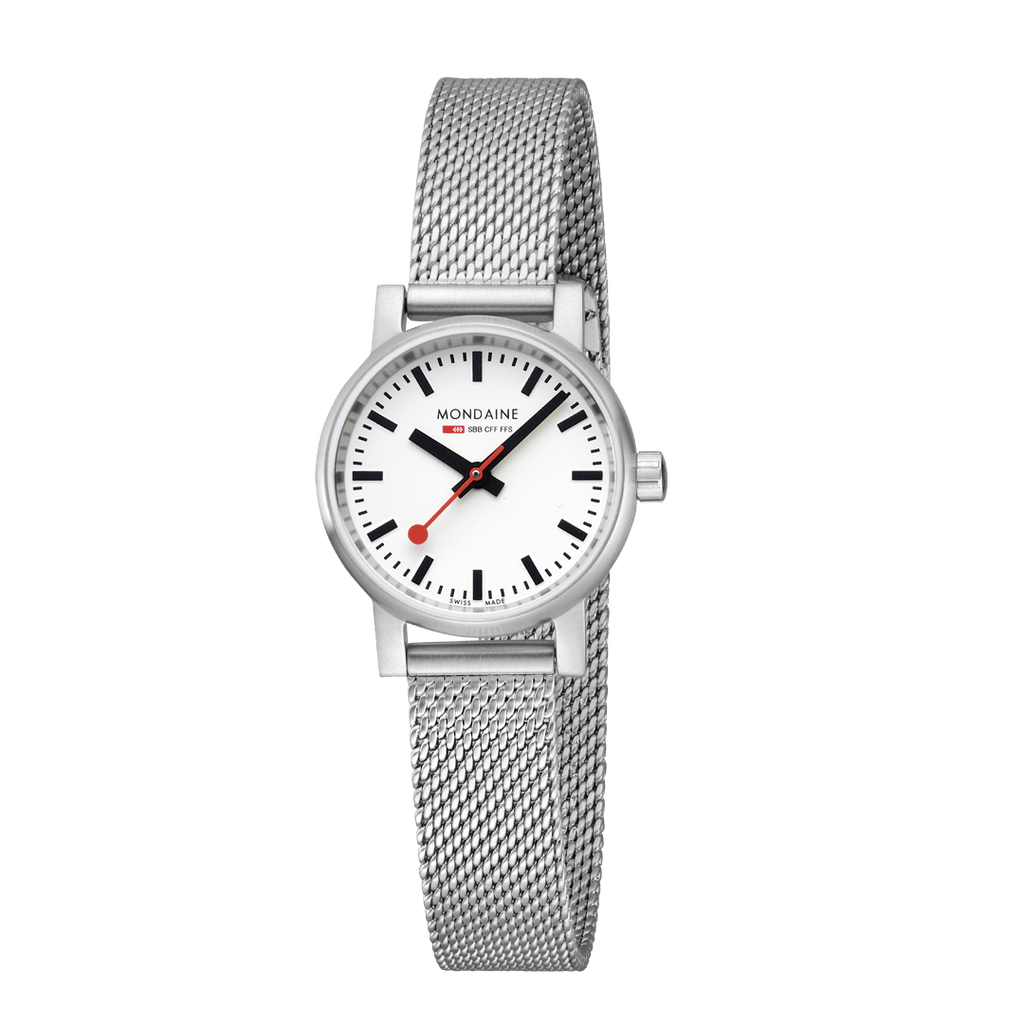 Mondaine Evo 2 Ladies Watch with White Dial and Silver Milanese Strap MSE.26110.SM