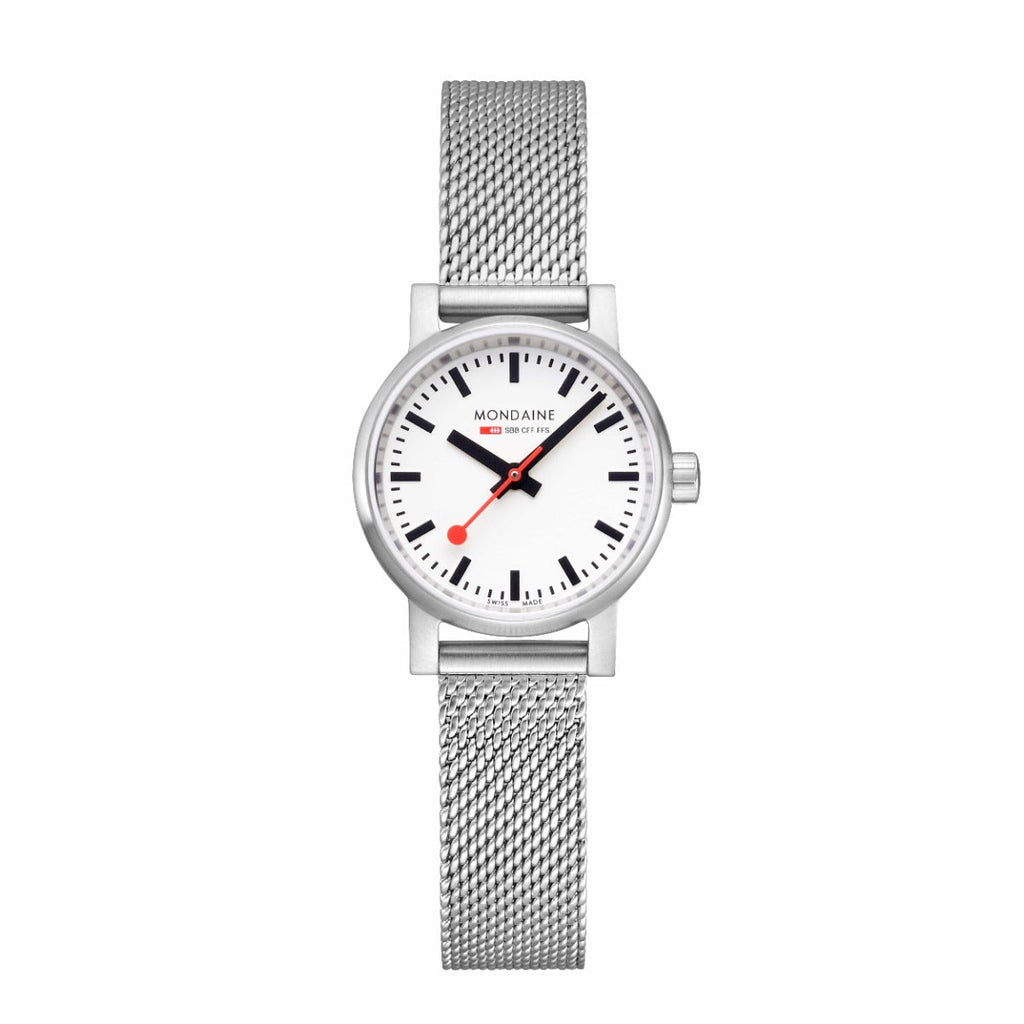 Mondaine Evo 2 Ladies Watch with White Dial and Silver Milanese Strap MSE.26110.SM