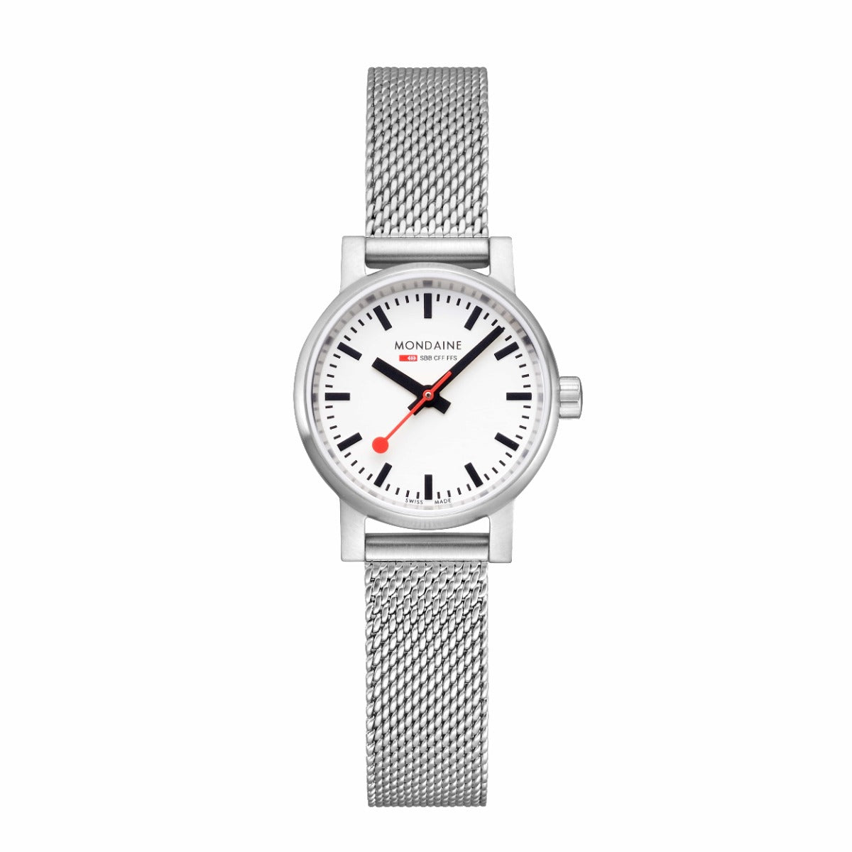 Mondaine Evo 2 Ladies Watch with White Dial and Silver Milanese Strap MSE.26110.SM