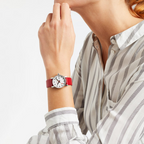 Mondaine Evo 2 Ladies Watch with White Dial and Red Vegan Leather Strap MSE.30210.LCV