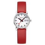 Mondaine Evo 2 Ladies Watch with White Dial and Red Vegan Leather Strap MSE.30210.LCV
