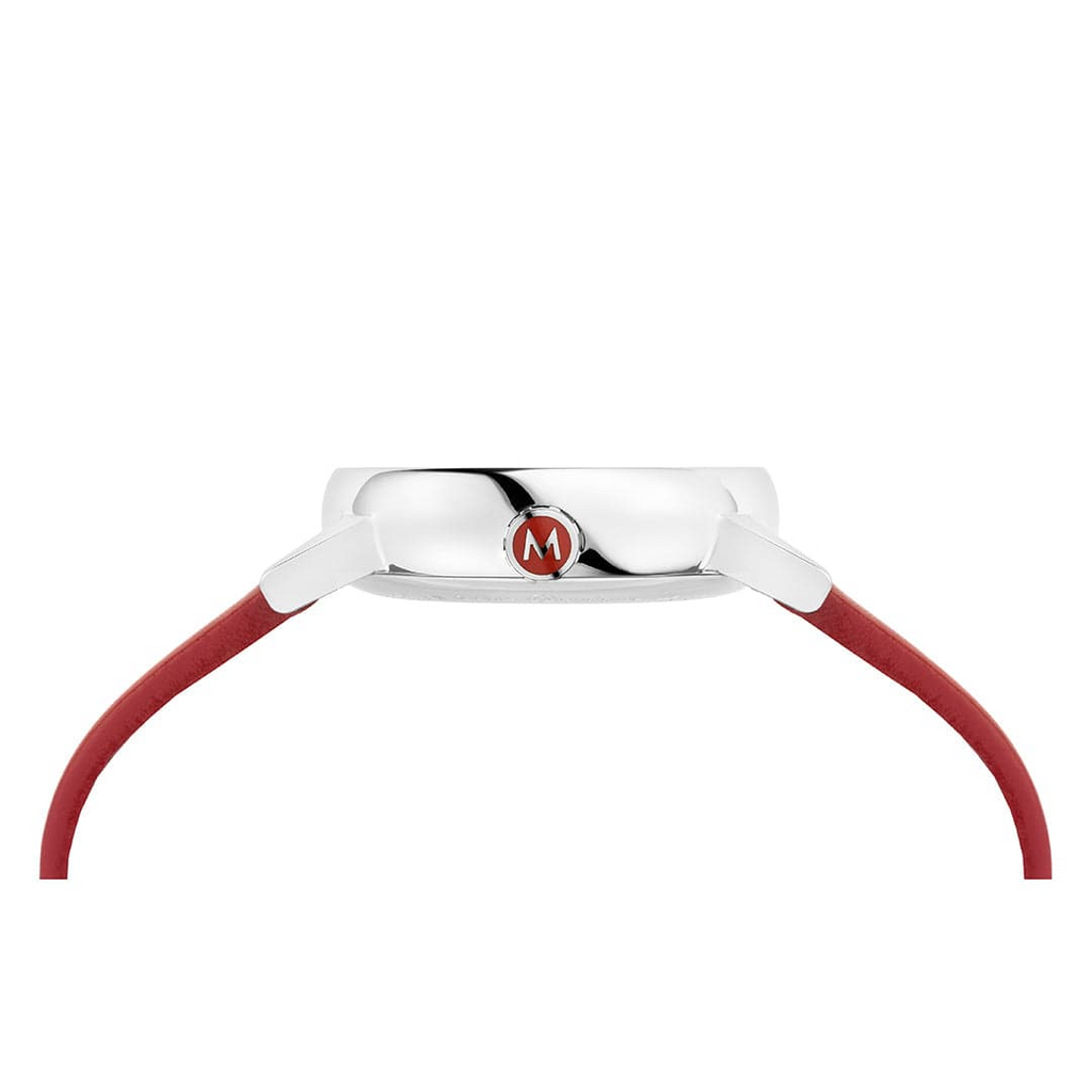 Mondaine Evo 2 Ladies Watch with White Dial and Red Vegan Leather Strap MSE.30210.LCV