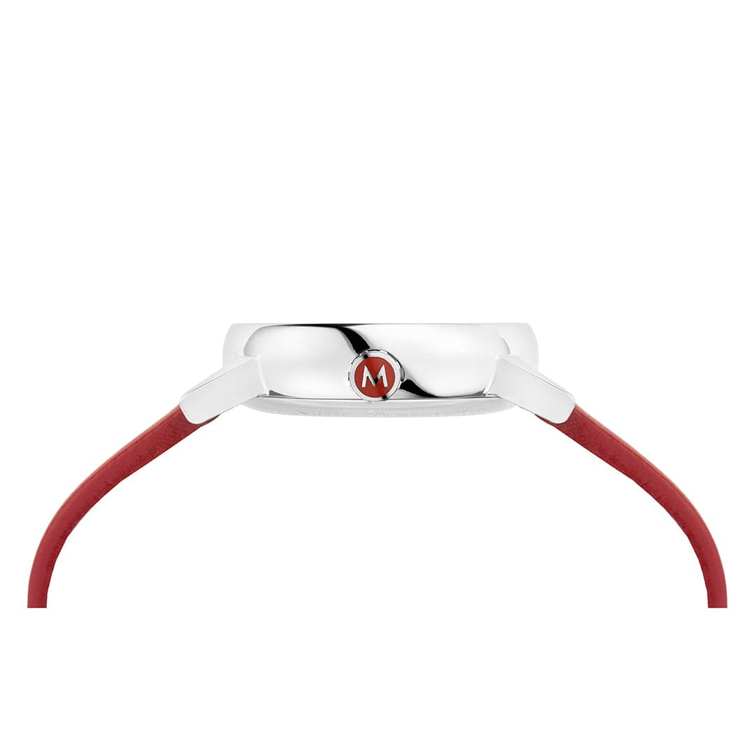 Mondaine Evo 2 Ladies Watch with White Dial and Red Vegan Leather Strap MSE.30210.LCV