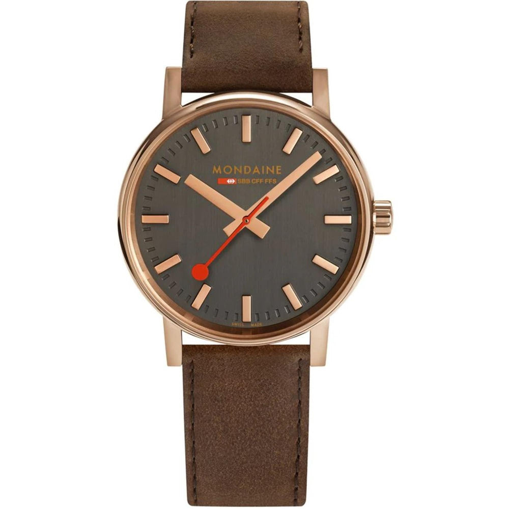 Mondaine Evo2 Mens Watch with Black Dial and Brown Strap MSE.40181.LG