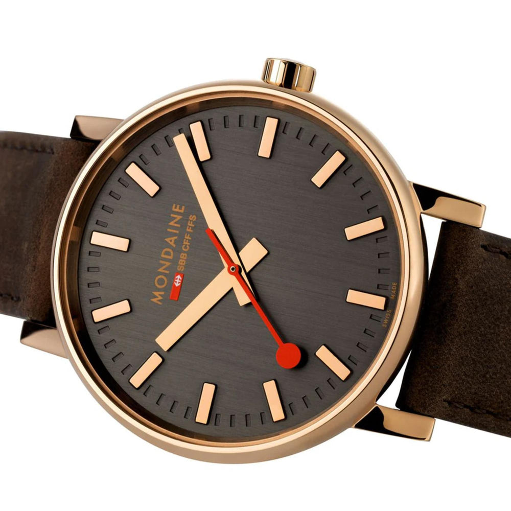 Mondaine Evo2 Mens Watch with Black Dial and Brown Strap MSE.40181.LG