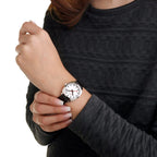 Mondaine Petite Cushion Ladies Watch with White Dial and Black Strap MSL.31110.LBV