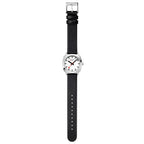 Mondaine Petite Cushion Ladies Watch with White Dial and Black Strap MSL.31110.LBV