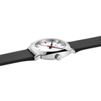 Mondaine Petite Cushion Ladies Watch with White Dial and Black Strap MSL.31110.LBV