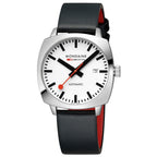 Mondaine Cushion Automatic Mens Watch with White Dial and Black Strap MSL.3961B.LBV