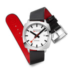 Mondaine Cushion Automatic Mens Watch with White Dial and Black Strap MSL.3961B.LBV