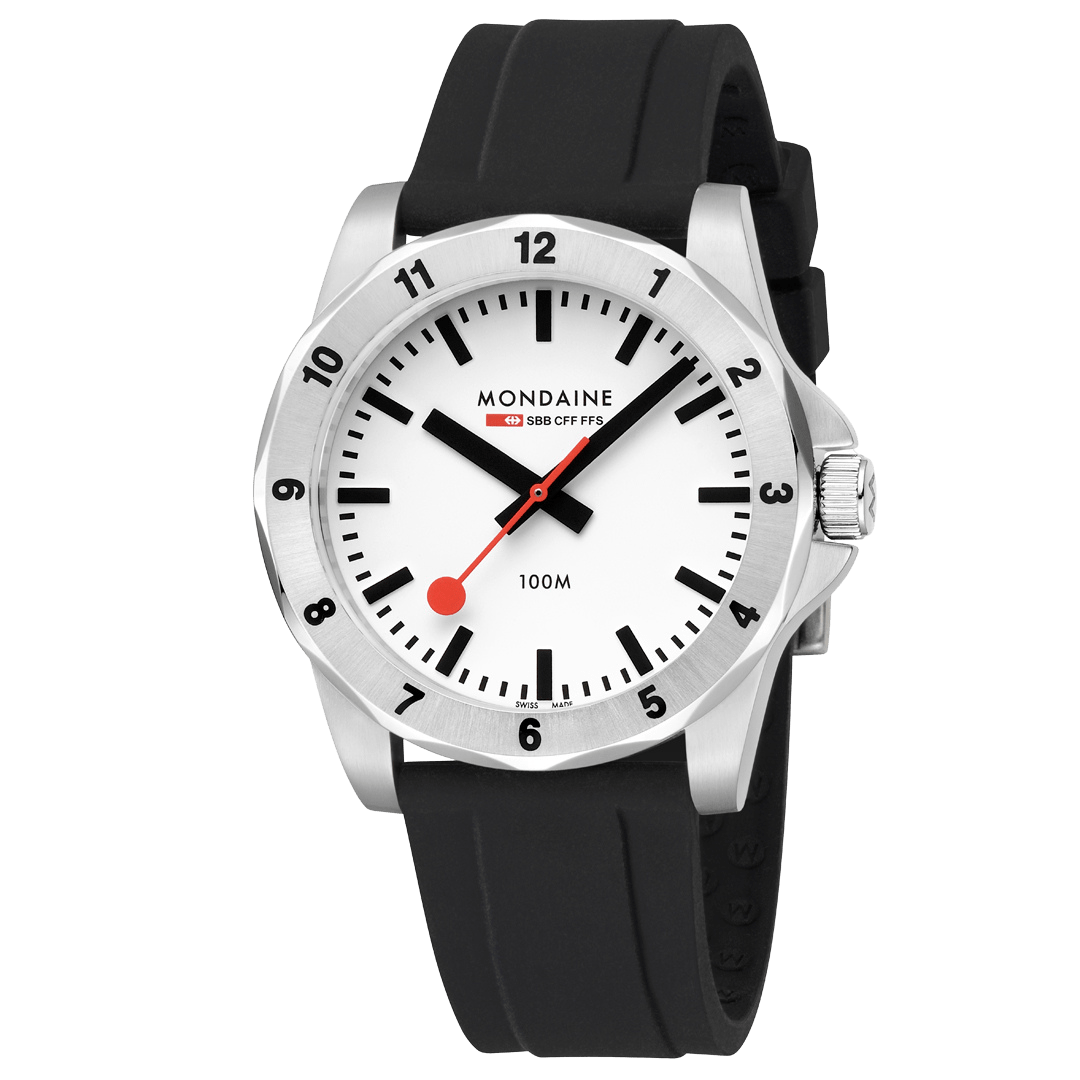 Mondaine Numeri Mens Watch with White Dial and Black Strap MSN.4211B.RB