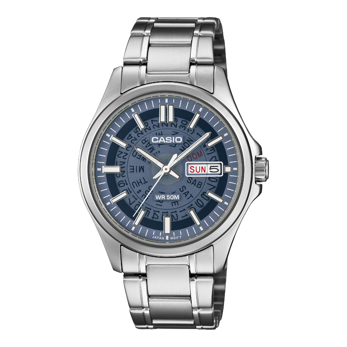 Casio Mens Watch with Blue Dial and Silver Strap MTP-E740-2A1VER