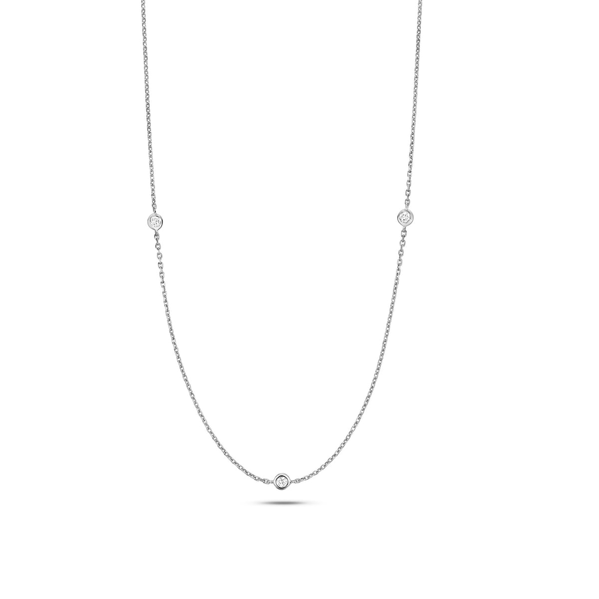 Cadwyn Aur Gwyn 9ct gyda Diemwnt 0.21CT