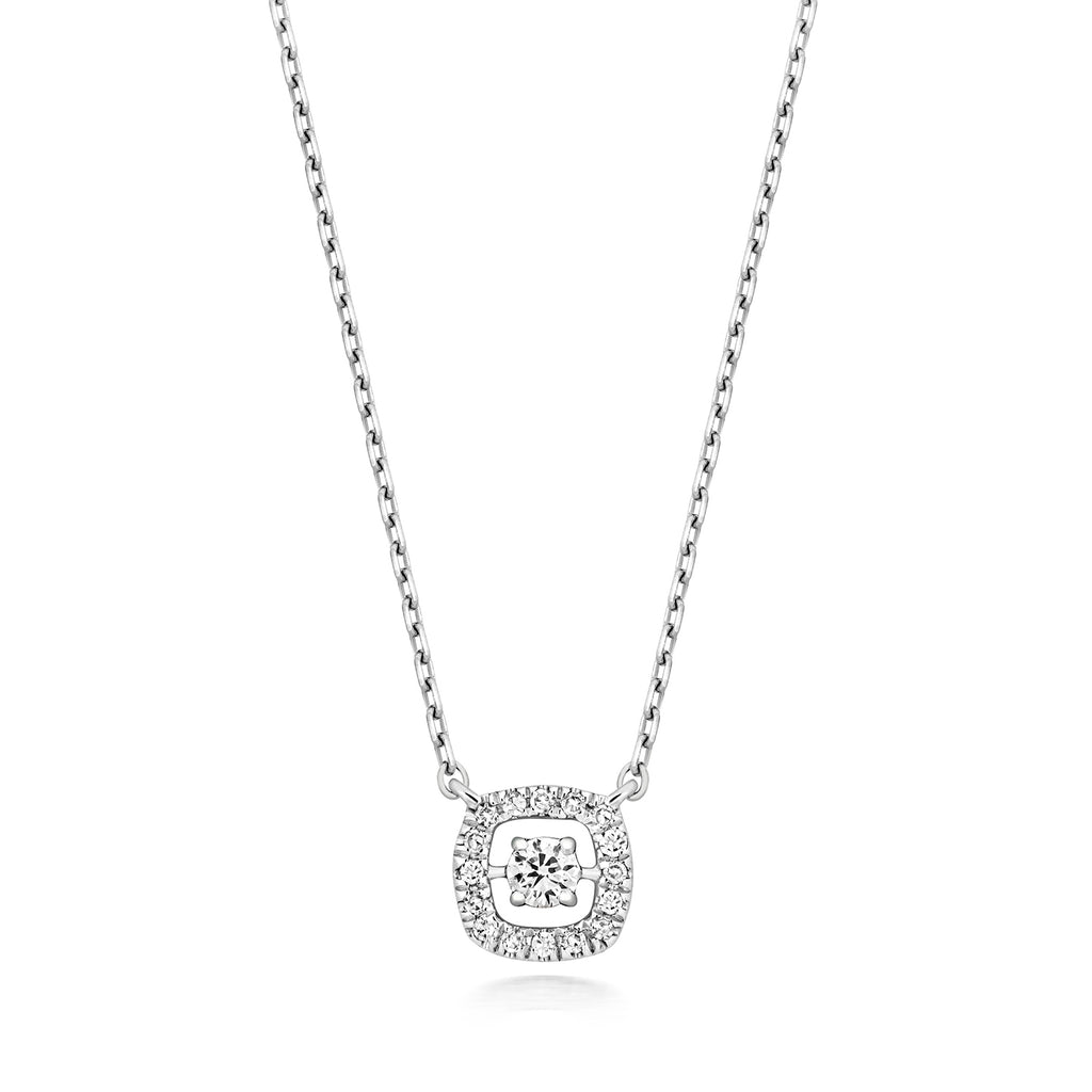Mwclis Diemwnt Aur Gwyn 9ct 0.06CT