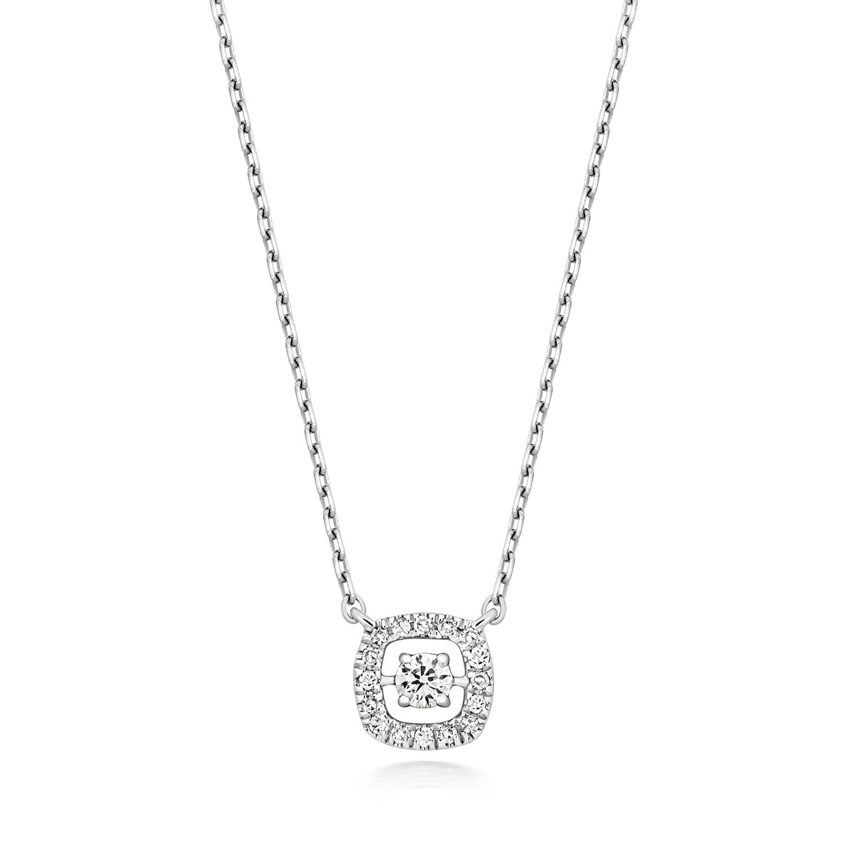 Mwclis Diemwnt Aur Gwyn 9ct 0.06CT