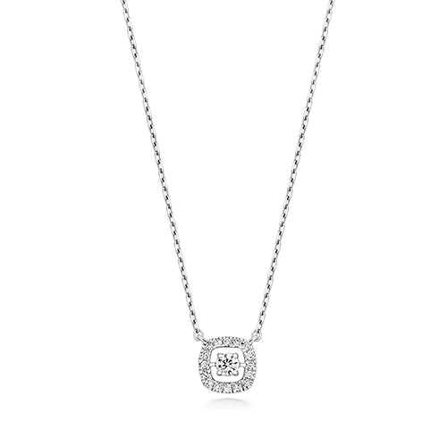 Mwclis Diemwnt Aur Gwyn 9ct 0.06CT