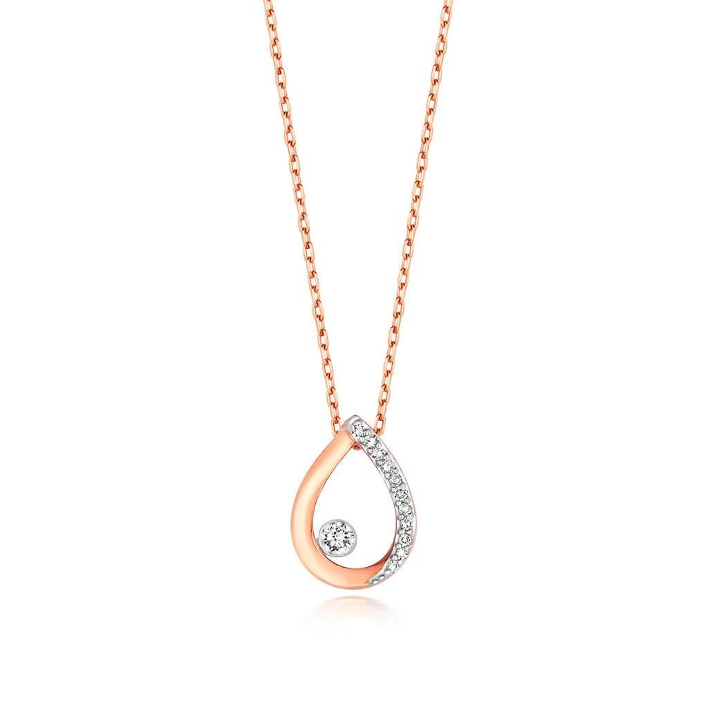 Amlen Ddiemwnt Aur Rhosyn 9ct 0.06CT